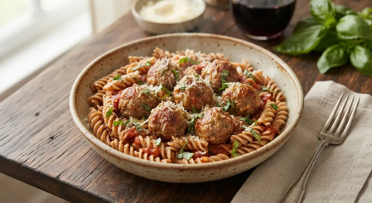 Lean Beef Meatballs with Whole Wheat Pasta
